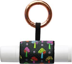 Chapstick Holder with Carabiner Keychain, Lipstick Holder, Lip Gloss Holder, Stylish Lip Balm Holder Keychain-Retro Mushroom