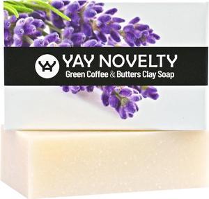 Luxurious All-Natural Clay Bar Soap, Green Coffee and Butters Clay Bar Soap, Cold Process Bar Soap - Lavender