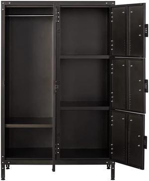 AFAIF Metal Locker Storage Cabinet, 55" Steel Retro Wardrobe, 4 Doors Lockable, Adjustable Feet Organizer Locker for Employees Home Office School Gym (4 Doors)