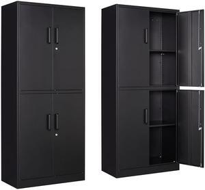 AFAIF Metal Storage Locking Cabinet with 4 Doors and 2 Adjustable Shelves,71" Lockable Garage Tall Steel Cabinet,for Home Office,Living Room,Pantry,Gym,Commercial Storage