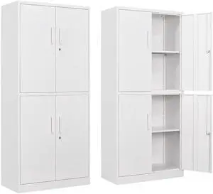 AFAIF Metal Storage Locking Cabinet with 4 Doors and 2 Adjustable Shelves,71" Lockable Garage Tall Steel Cabinet,for Home Office,Living Room,Pantry,Gym,Commercial Storage