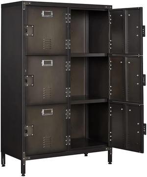 AFAIF Metal Storage Locker,47" Steel Retro Cabinets 6 Doors Lockable,Adjustable Feet Organizer Cabinets for Employees Home Office School Gym (6 Doors)