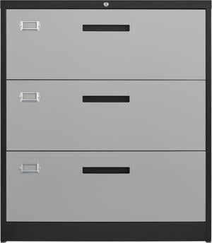 3 Drawer Lateral File Cabinet with Lock, Filing Cabinet for Home Office, Easy Assemble, Metal Storage File Cabinet for Hanging Files Letter/Legal/F4/A4 Size Black&Grey 3 Drawer Lateral File Cabinet with Lock, Filing Cabinet for Home Office, Easy Assemble, Metal Storage File Cabinet for Hanging Files Letter/Legal/F4/A4 Size Black&Grey