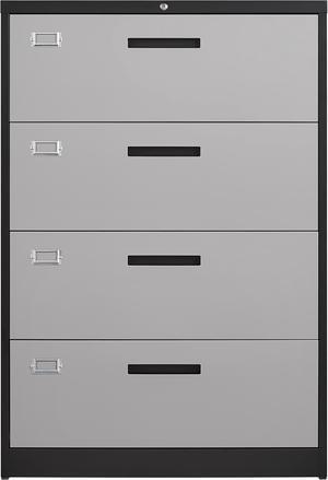 4 Drawer Lateral File Cabinet with Lock, Filing Cabinet for Home Office, Easy Assemble, Metal Storage File Cabinet for Hanging Files Letter/Legal/F4/A4 Size Black&Grey 4 Drawer Lateral File Cabinet with Lock, Filing Cabinet for Home Office, Easy Assemble, Metal Storage File Cabinet for Hanging Files Letter/Legal/F4/A4 Size Black&Grey