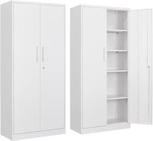 Metal Garage Storage Cabinet with 2 Doors and 4 Adjustable Shelves - 71" Steel Lockable File/Locking Tool Cabinets for Office,Home,Gym,School Metal Garage Storage Cabinet with 2 Doors and 4 Adjustable Shelves - 71" Steel Lockable File/Locking Tool Cabinets for Office,Home,Gym,School