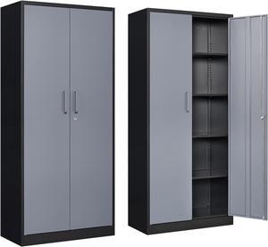 AFAIF Metal Garage Storage Cabinet with 2 Doors and 4 Adjustable Shelves - 71" Steel Lockable File/Locking Tool Cabinets for Office,Home,Gym,School AFAIF Metal Garage Storage Cabinet with 2 Doors and 4 Adjustable Shelves - 71" Steel Lockable File/Locking Tool Cabinets for Office,Home,Gym,School