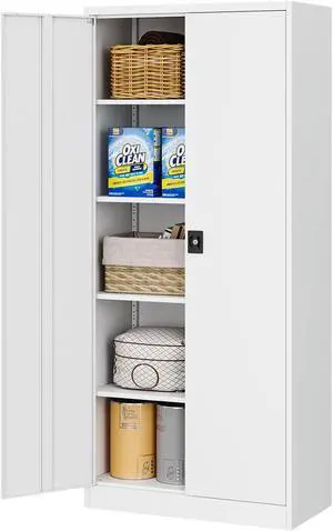AFAIF Storage Cabinet with Locking Doors, 71" Tall Metal Cabinet with 5 Adjustable Shelves for Pantry, Office, Home Kitchen Pantry Cabinets AFAIF Storage Cabinet with Locking Doors, 71" Tall Metal Cabinet with 5 Adjustable Shelves for Pantry, Office, Home Kitchen Pantry Cabinets