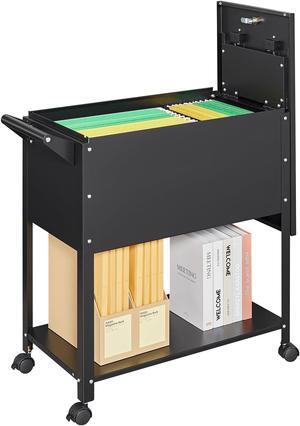 AFAIF Rolling File Cart with Lock, Mobile Filing Cabinet with Wheels - Hanging Letter/A4/F4/Legal Size Movable Pull-Out File Folder Rack for Home Office