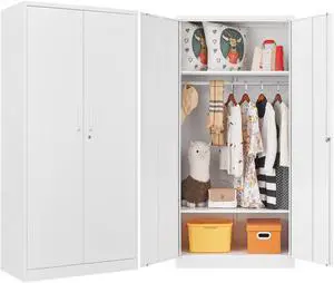 AFAIF 72" Metal Wardrobe Cabinet: Lockable, 36" x 18", Storage for Home, Gym, School, or Office. Ideal for Clothing and Equipment Organization.