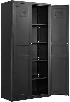 AFAIF 71" White Metal Storage Cabinet: 2 Doors, 5 Adjustable Shelves, Steel Cabinet for Home, Kitchen, School, Office, or Garage Storage