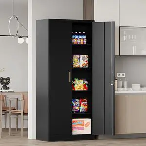 AFAIF 71" Metal Garage Cabinet: 2 Doors, 4 Adjustable Shelves, Locking Storage. Steel Cabinet for Home, Office, Garage, Shop, or School Use. Black AFAIF 71" Metal Garage Cabinet: 2 Doors, 4 Adjustable Shelves, Locking Storage. Steel Cabinet for Home, Office, Garage, Shop, or School Use. Black