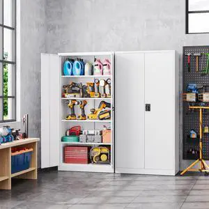 AFAIF Storage Cabinet with Locking Doors, 72" Tall Metal Cabinet with 5 Adjustable Shelves for Pantry, Office, Home Kitchen Pantry Cabinets AFAIF Storage Cabinet with Locking Doors, 72" Tall Metal Cabinet with 5 Adjustable Shelves for Pantry, Office, Home Kitchen Pantry Cabinets