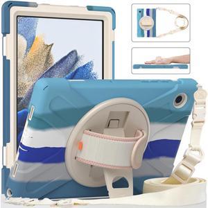 BONAEVER Case for Samsung Galaxy Tab A8 10.5 inch 2022 Case Shockproof Protective Cover with 360 Degree Rotatable Stand + Pencil Holder + Adjustable Hand Strap Shoulder Belt