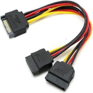 SATA II Hard Disk Power 15Pin SATA Male To 2 Female 15Pin Power HDD Splitter  Y 1 To 2 Extension Cable 20CM(1pcs)
