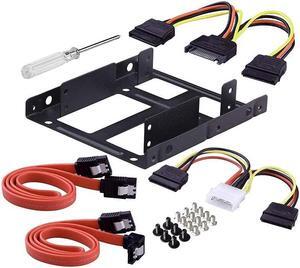 2.5 Inch To 3.5 Inch 2-Bay External HDD SSD Bracket Metal Mounting Kit Adapter Support with SATA Data Power Cables Set