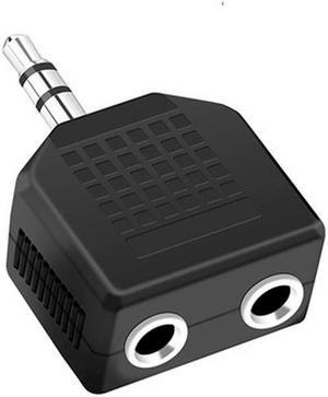 3.5mm 1 Male To 2 Female Double Earphone Headphone Y Splitter Cable Cord Dual Track Adapter Plug for MP3 Phone Black Color(10pcs)