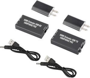 60M 1080p 3D HDMI-Compatible Extender Cat5e Cat 6 Ethernet Signal RJ45 Lan Converter HDMI-Compatible Transmitter Receiver TX RX(With US power supply)