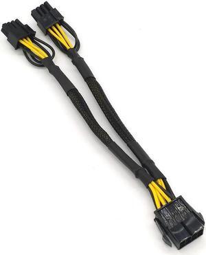 20cm Braided Y-Splitter GPU Adapter Cable PCIe 8 Pin Female To Dual 2X8 Pin(6+2) Male PCI Express Power Adapter Extension Cable