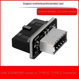 Motherboard Internal USB 3.0 20Pin/19P Header To Type-E A-Key USB 3.1 20 Pin Adapter for Type C Front Panel Chassis Bracket