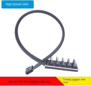 PWM Fan Hub, PC CPU Cooling 4 PIN Fan Power Cable Hub Splitter Adapter Desktop Computer Cooler Case Fans 1 To5 Way(1to5)