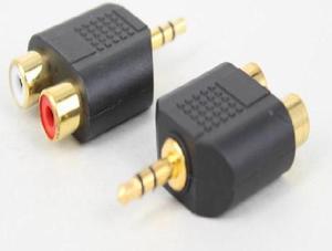 1 Pair 3.5mm Male To Female 2rca Gold-plated Audio Connector Computer TV One and Two 3.5 Plug Lotus Female Audio Adapter