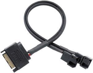 Black Sleeved 27cm Cooler Cooling Fan Splitter Power Cable 12V SATA To 2  Way 3/4Pin Connector for IDE Computer PC(27cm)