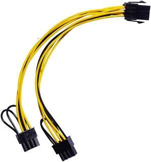 Power Cable Professional 6Pin To Dual 8Pin 22cm Graphics Card Power Data Cord Splitter for Computer PC (22cm)