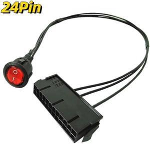 54cm Cable Copper Tin Wire 24-Pin Female ATX PSU PC Power Supply Starter Tester Start Up Jumper with ON/OFF Switch