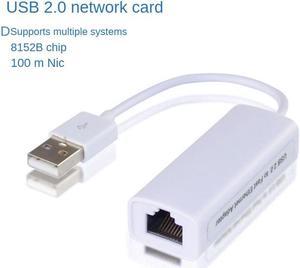 USB LAN Network Card White Color, Chip 8152 Mini USB 2.0 To RJ45 LAN Ethernet Network Adapter for PC, Laptop, Tablet