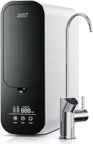Reverse Osmosis Under Sink Compact Tankless RO Water Filter System, Dual-Filter, Reduces TDS, 600 GPD, 4 Stage Filtration Smart Faucet Real Time Visual Display, 2:1 Drain Ratio, IAPMO Certified- Mist