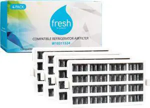 Fresh Whirlpool W10311524, AIR1, Replacement Refrigerator Air Filter, 4 Pack