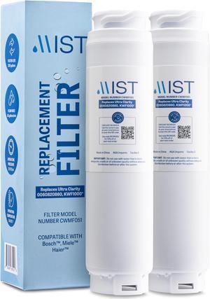 Mist Ultra Clarity Replacement Compatible With: Bosch Ultra Clarity, 644845, 9000077104, 9000194412, Haier 0060820860, 0060218744, Miele KWF1000 Refrigerator Water Filter, 2 Pack