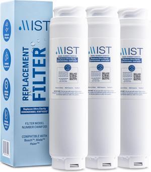 Mist Ultra Clarity Replacement Compatible With: Bosch Ultra Clarity, 644845, 9000077104, 9000194412, Haier 0060820860, 0060218744, Miele KWF1000 Refrigerator Water Filter, 3 Pack