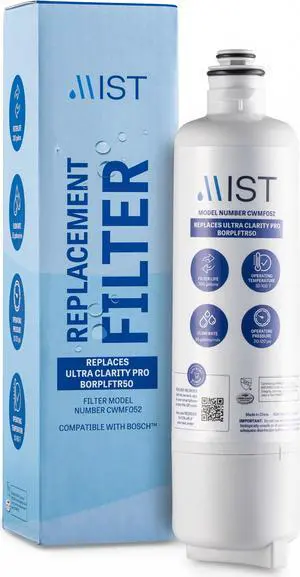 Mist Bosch BORPLFTR50 Water Filter Replacement Ultra Clarity Pro Compatible with BORPLFTR55, 12033030, 12028325, 11025825,11032531, 17005582, 12036454, WFC100MF, WFS200MF, RA450022, REPLFLTR55, 1 Pack
