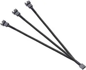 Black Net Jacket Sleeved 10 inch PWM 4pin 1 to 3 4-pins Fan Splitter Hub Power Fan-out Adapter Cable,Motherboard PMW 4-pin header 1x3 Fan-Out Power Cable - 10"
