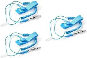 (3 packs)ESD Anti-Static Wrist Strap Components, 3 packs Wristband Grounding Bracelet, Adjustable Wrist Strap with Grounding Wire, Alligator Clip, Extendable Long Cord