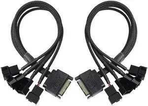 SATA to 3 Pin 4 Pin Fan Adapter,15pin SATA to 4 x 3 pin / 4 Pin 12V PC Case Fan Splitter Extension Power Cable Adapter-28cm-2pcs SATA to 3 Pin 4 Pin Fan Adapter,15pin SATA to 4 x 3 pin / 4 Pin 12V PC Case Fan Splitter Extension Power Cable Adapter-28cm-2pcs