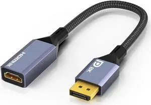 8K Display Port 1.4 to HDMI 2.1 Adapter 4K@120Hz 8K@60Hz Unidirectional DP to HDMI Converter Male DisplayPort to Female HDMI for PC Laptop Monitor TV