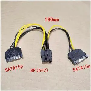 SATA Dual 15Pin M to Graphics card PCI-e PCIE 8 (6+2) Pin F Video Card Power Supply Cable 8pin to Sata Y Splitter Adapter 18AWG SATA Dual 15Pin M to Graphics card PCI-e PCIE 8 (6+2) Pin F Video Card Power Supply Cable 8pin to Sata Y Splitter Adapter 18AWG