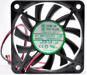 DFB601012L 6cm 60mm fan 60x60x10mm DC12V 1.6W 2pin 2 ball bearings suitable for chassis power charger cooling fan
