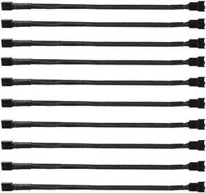 10Pack 4-Pin Case Male to Female PWM Fan Splitter Cable 10.6inch Sleeved Braided Adapter Computer PC Fan Power Extension Cable Converter for Computer ATX Case Compatible 3-Pin/4-Pin Cooling Fan Cable