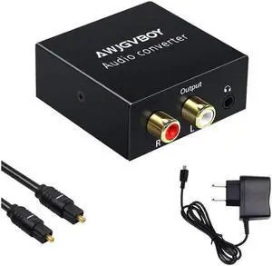 Pro-trade Digital-Analog Audio Converter DAC Digital SPDIF Optical to Analog L/R RCA Converter Toslink Fiber to 3.5mm Jack Adapter for HD DVD PS3 PS4 PS5 Amp Apple TV Home Theater