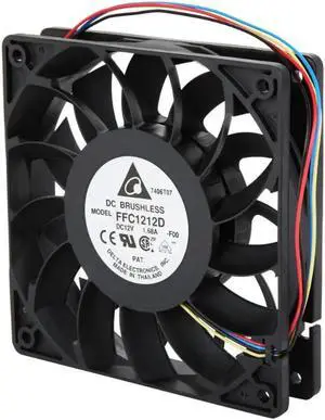 Delta FFC1212D-PWM High Quality Brushless DC Air Cooling Fan, 4000 RPM, 150 CFM, 44 dBA, 120x120x25mm, Dual Ball Bearing, PWM Fan Control