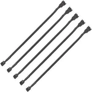 PWM Fan Extension Cable - 10.5 inch PC Fan Extension Cable Compatible with ATX Case 3 Pin & 4 Pin Cooling Fans. Durable Black Nylon Braided Case Fan Extension Cable (5 Pack)