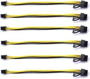 Endlesss 6 Pin Male to 8 Pin (6+2) Male PCIe Adapter Power Cable PCI Express Extension Cable 12.5 Inches (6 Pack)