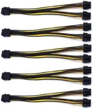 5-Pack PCI-E 8Pin to 2X 8 Pin (6+2) Power Splitter Cable for PCIE PCI Express Image Card Y - Splitter Extension Cable 5-Pack PCI-E 8Pin to 2X 8 Pin (6+2) Power Splitter Cable for PCIE PCI Express Image Card Y - Splitter Extension Cable