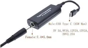 Laptop Dc Power Adapter Connector Charger Converter For Macbook Hp Asus 7.4*5.0mm Female to USB Type C Male Plug Converter#