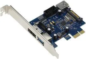 External USB3.0 Port Power eSATA Port Internal USB 3.0 9pin USB Header PCIe Card With 15pin SATA Power Socket (NEC / Renesas uP