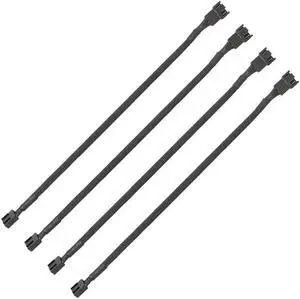 PWM Fan Extension Cable - 10.5 inch PC Fan Extension Cable Compatible with ATX Case 3 Pin & 4 Pin Cooling Fans. Durable Black Nylon Braided Case Fan Extension Cable (4 Pack)