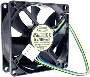 80mm 8cm 8025 PWM Computer PC CPU Cooling Fan,Everflow F128025SU (48) 80X80X25mm DC12V 0.40A 4400RPM High Speed Cooler